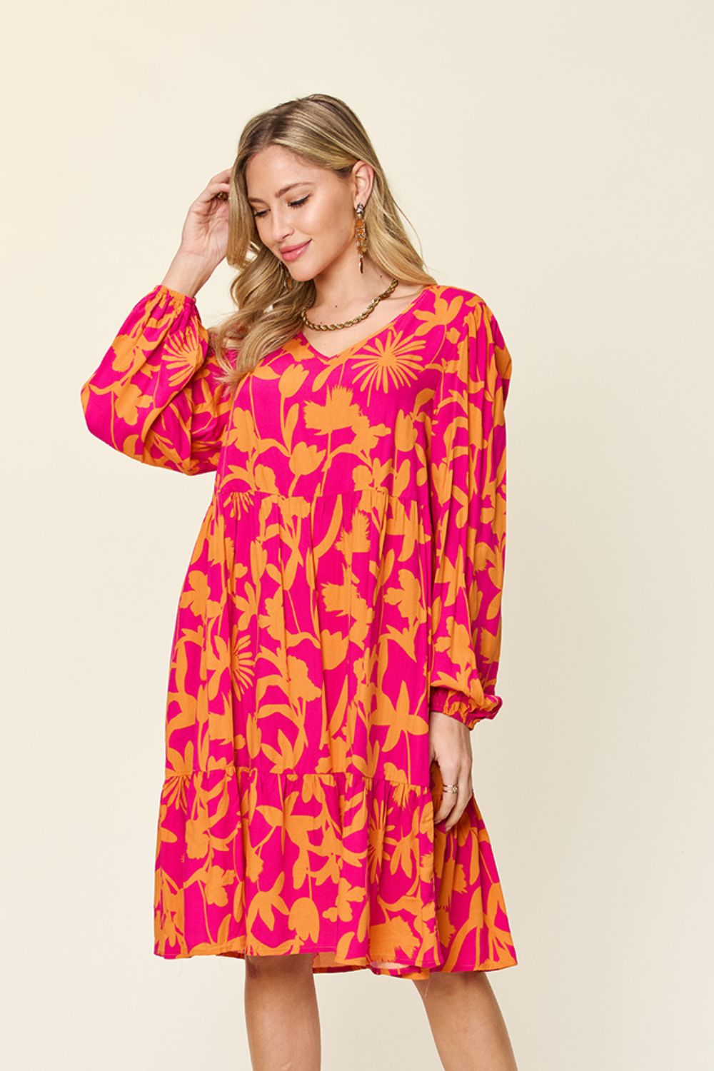 Blissful Minis Printed Ruffle Hem Dress with Pocket