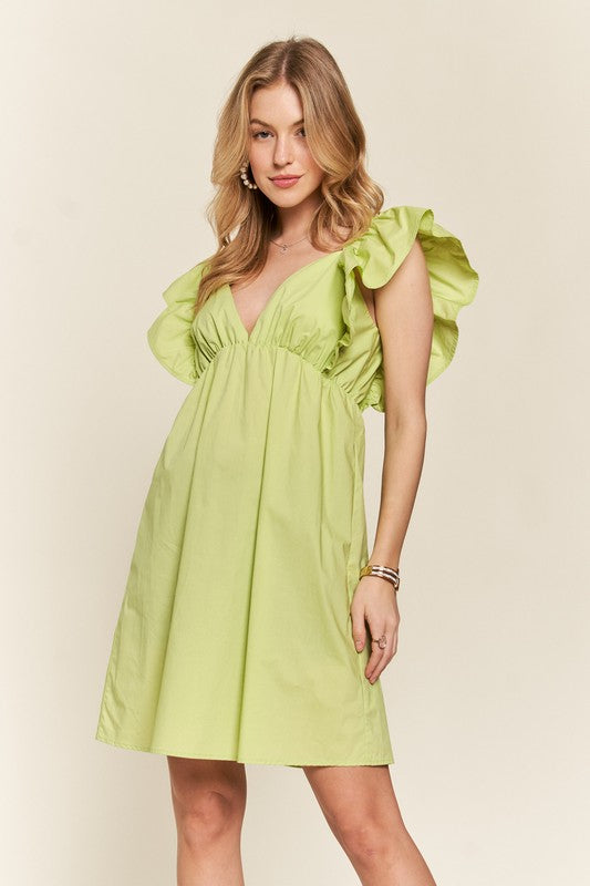 Sweet Surrender Smocked Back Ruffled Cap Sleeve Babydoll Dress