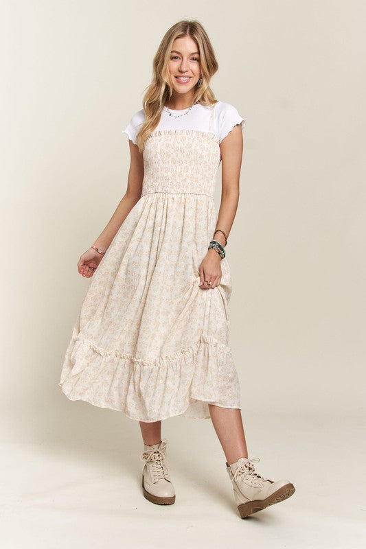 Sweet Surrender Smocked Floral Ruffled Hem Cami Dress