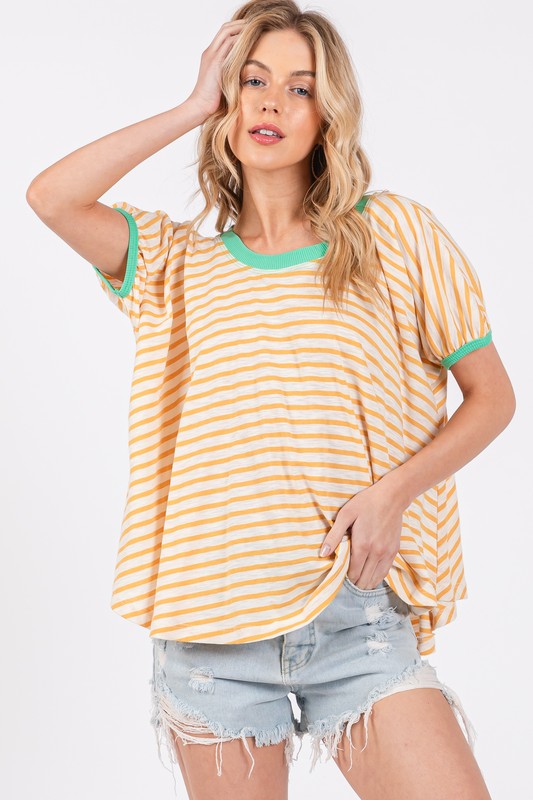 Twirl & Twirl Striped Round Neck Short Sleeve T-Shirt