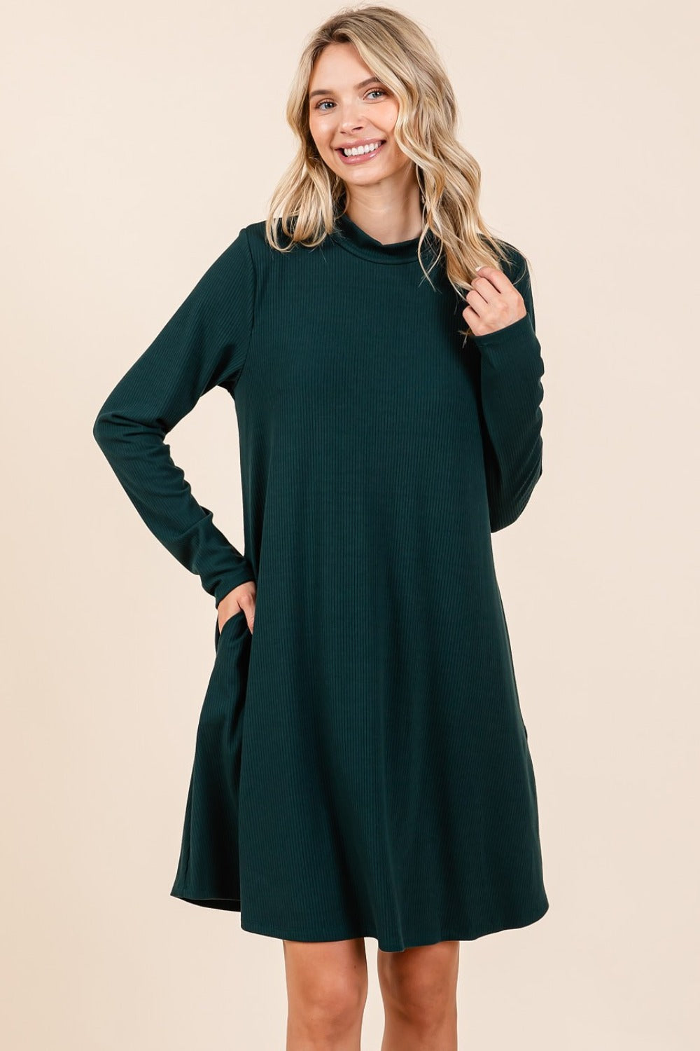 The Kaleidoscope Neck Long Sleeve Dress with Pockets