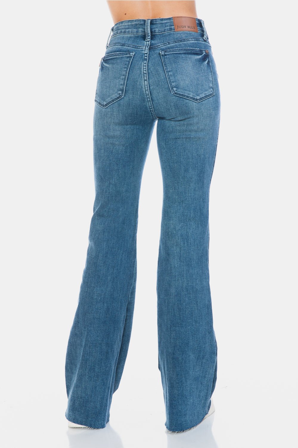 Sans Full Size Tummy Control Cut Hem Flare Jeans