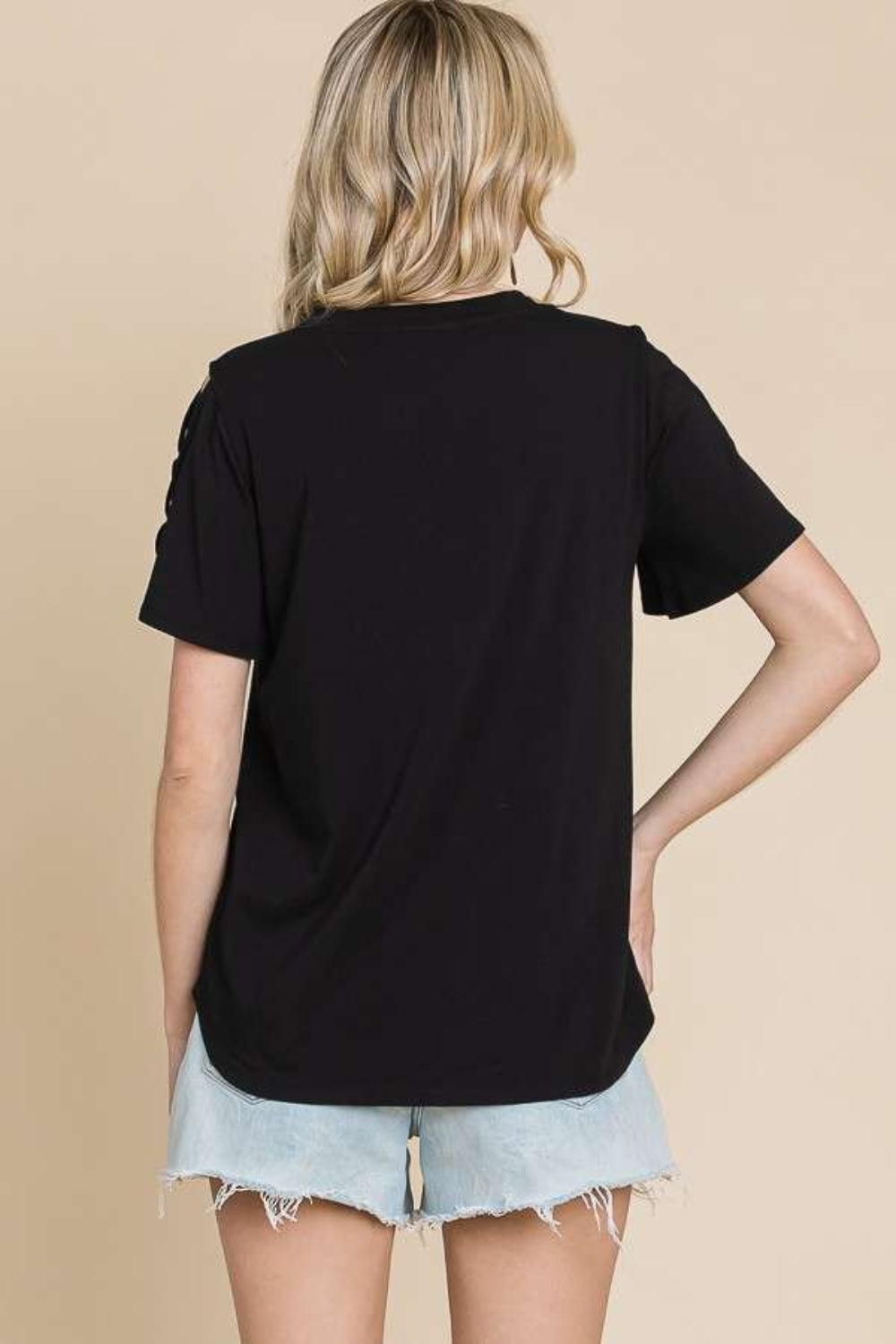 The Treasured Round Neck Crisscross Short Sleeve T-Shirt