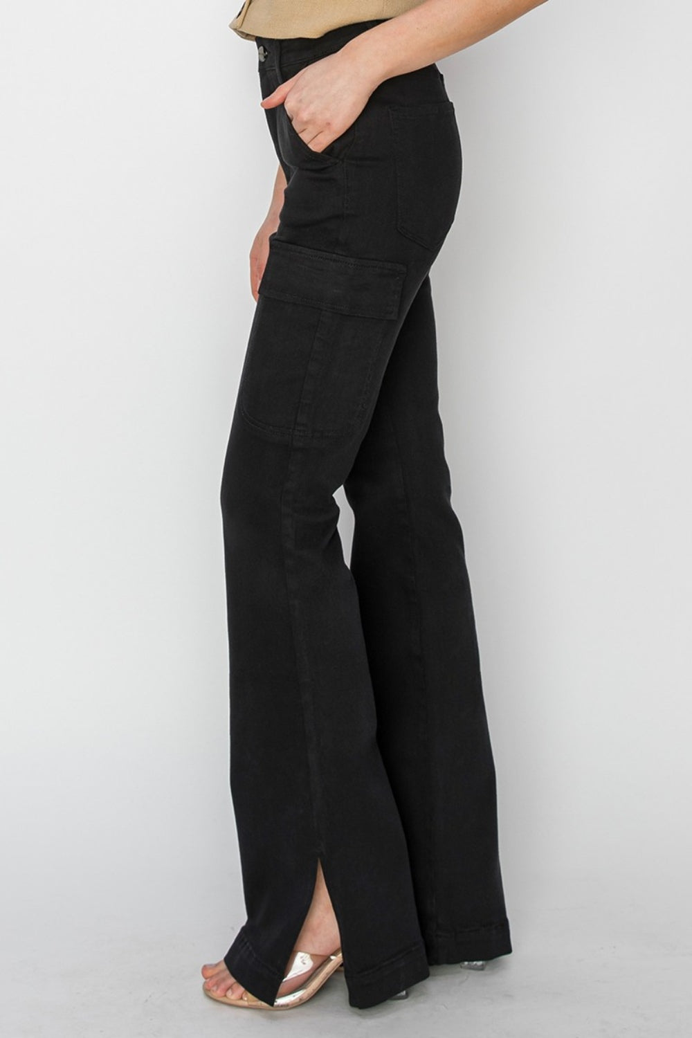 Highly Crafted Side Slit Cargo Bootcut Jeans