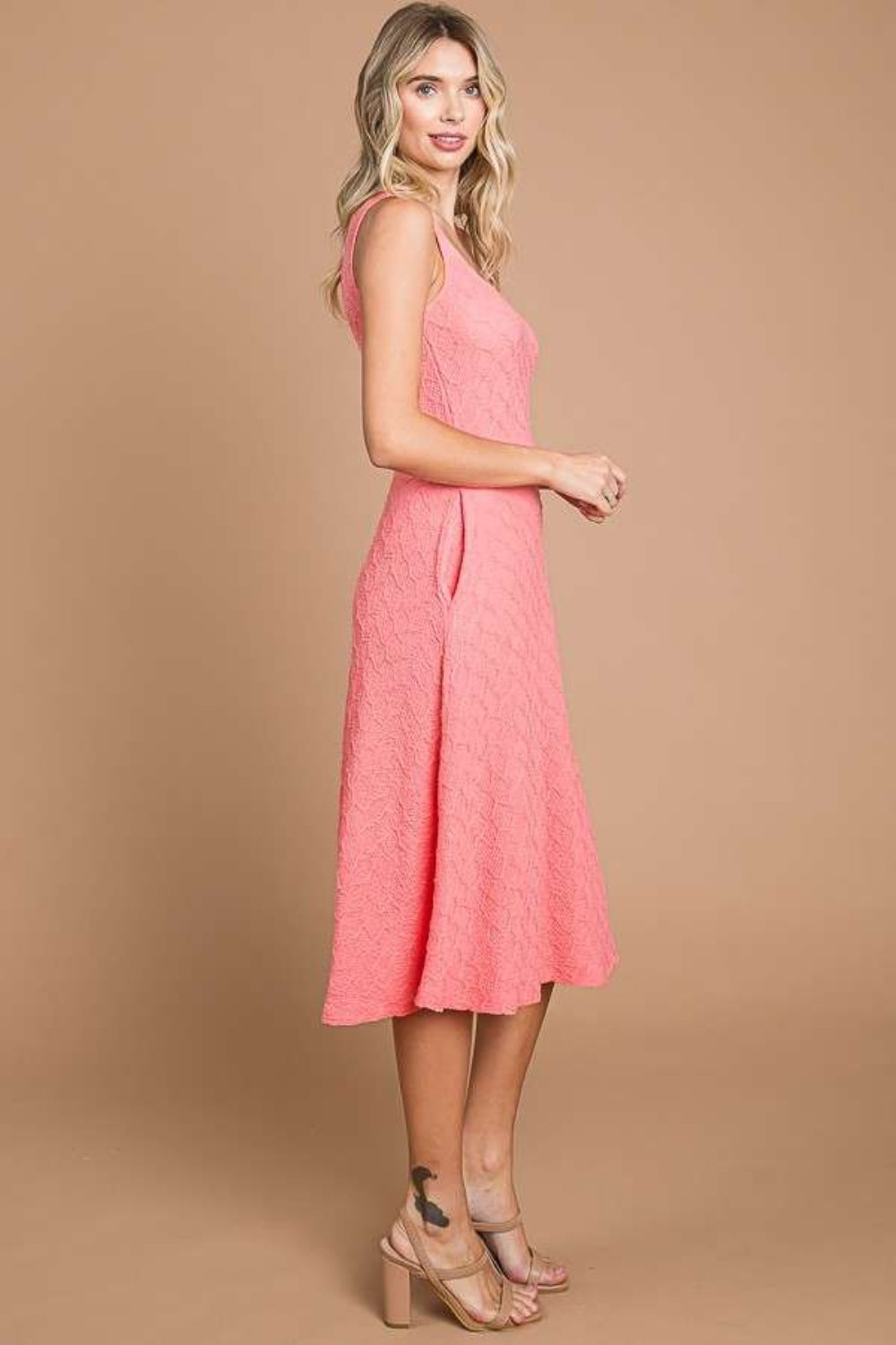 The Seraphina Texture Square Neck Tank Dress with Pockets