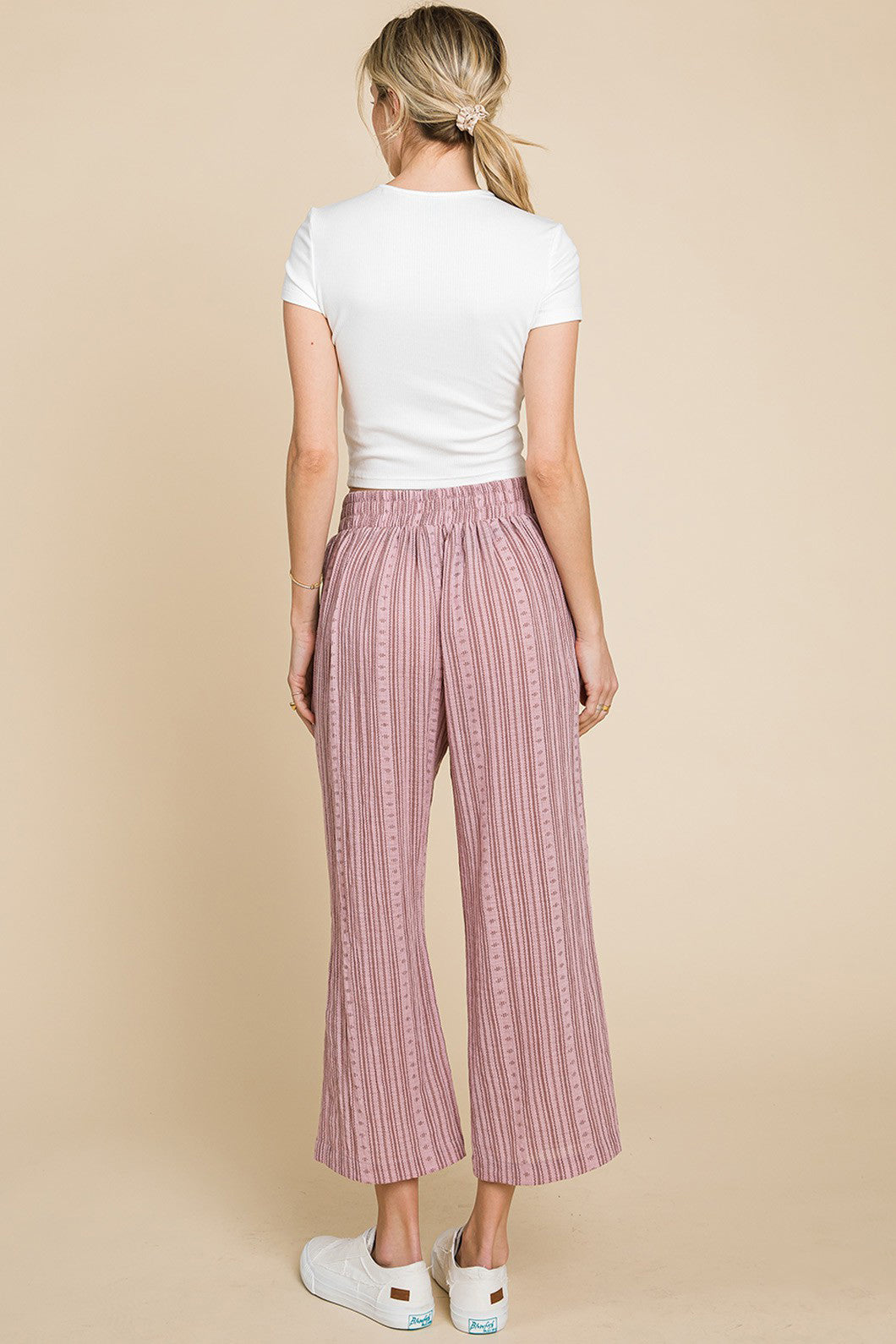 Nu Lab Striped Elastic Waist Wide Leg Pants