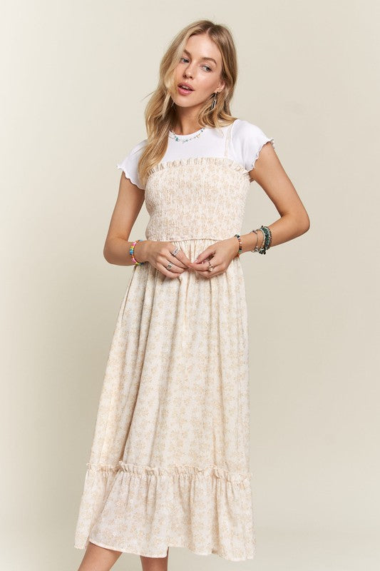 Sweet Surrender Smocked Floral Ruffled Hem Cami Dress