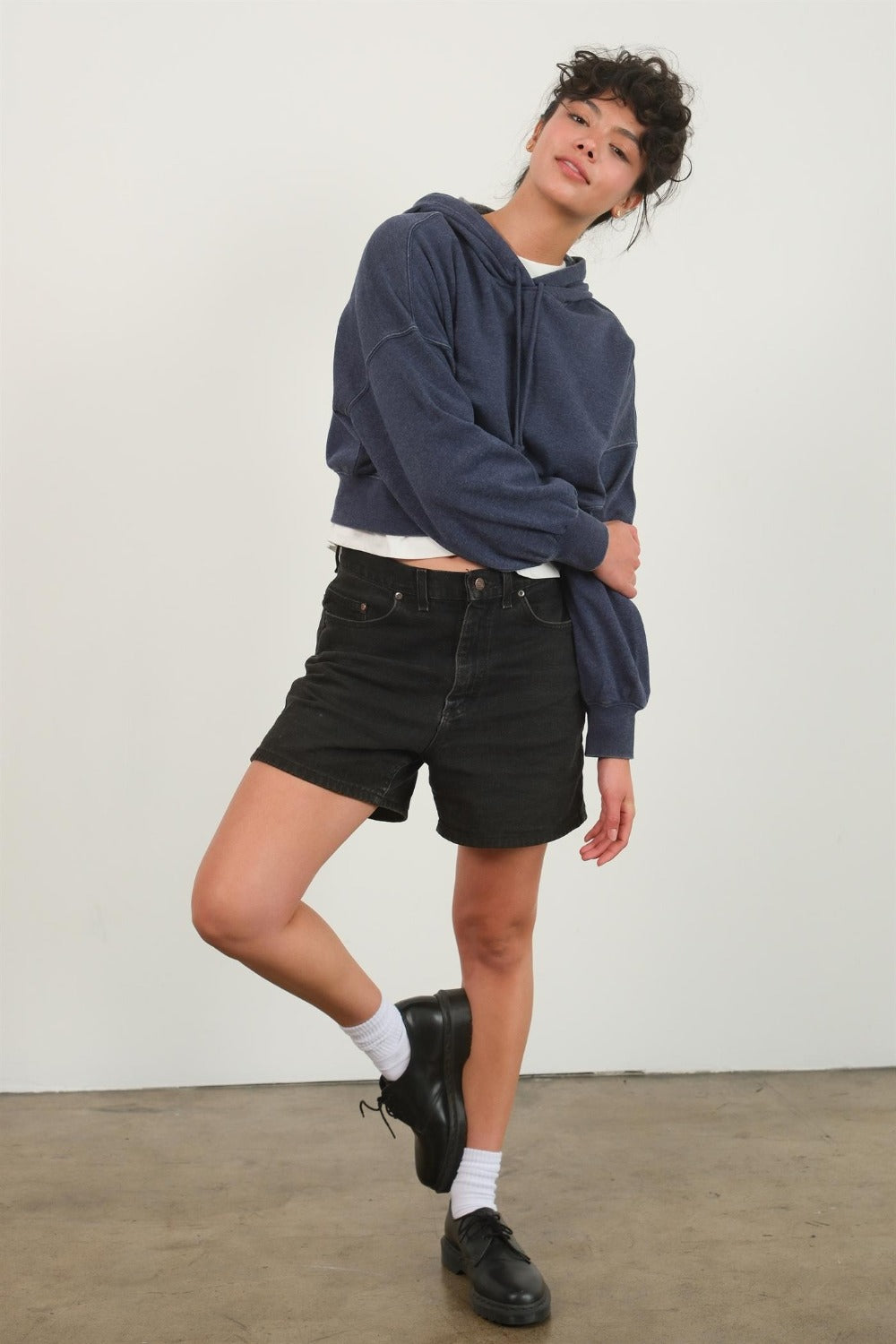 Sans Drop Shoulder Cropped Hoodie