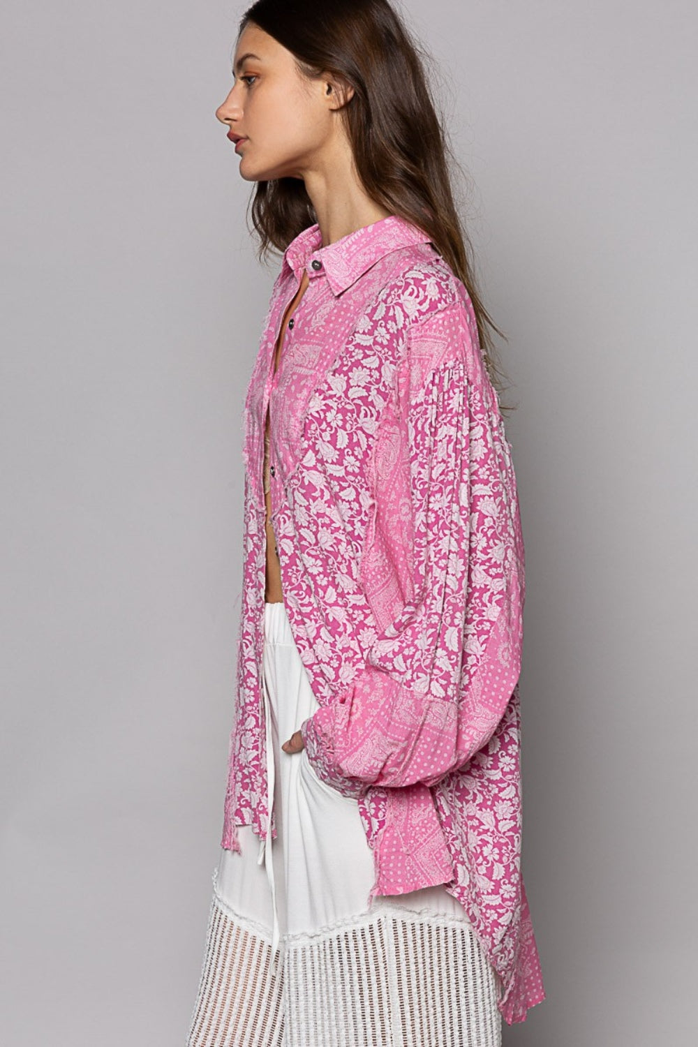 Intrigue Button Down Long Sleeve Paisley Print Shirt