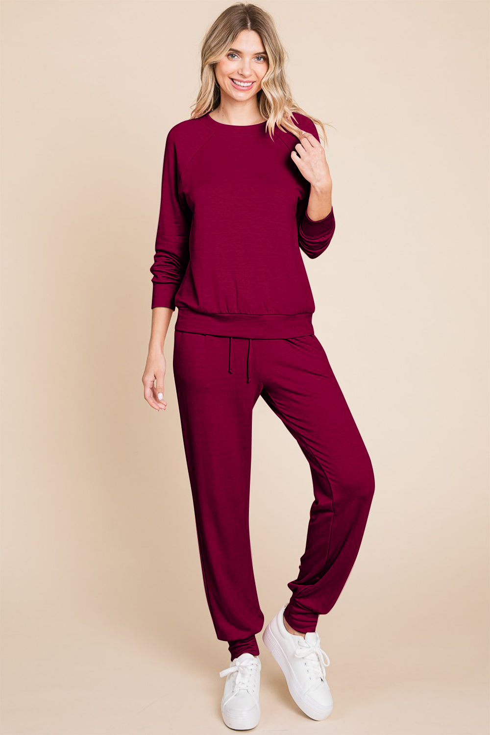 Sansplay The Synchronicity Round Neck Raglan Sleeve Top and Pants Lounge Set