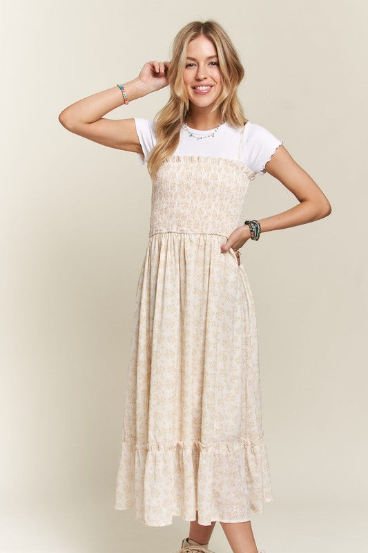 Sweet Surrender Smocked Floral Ruffled Hem Cami Dress