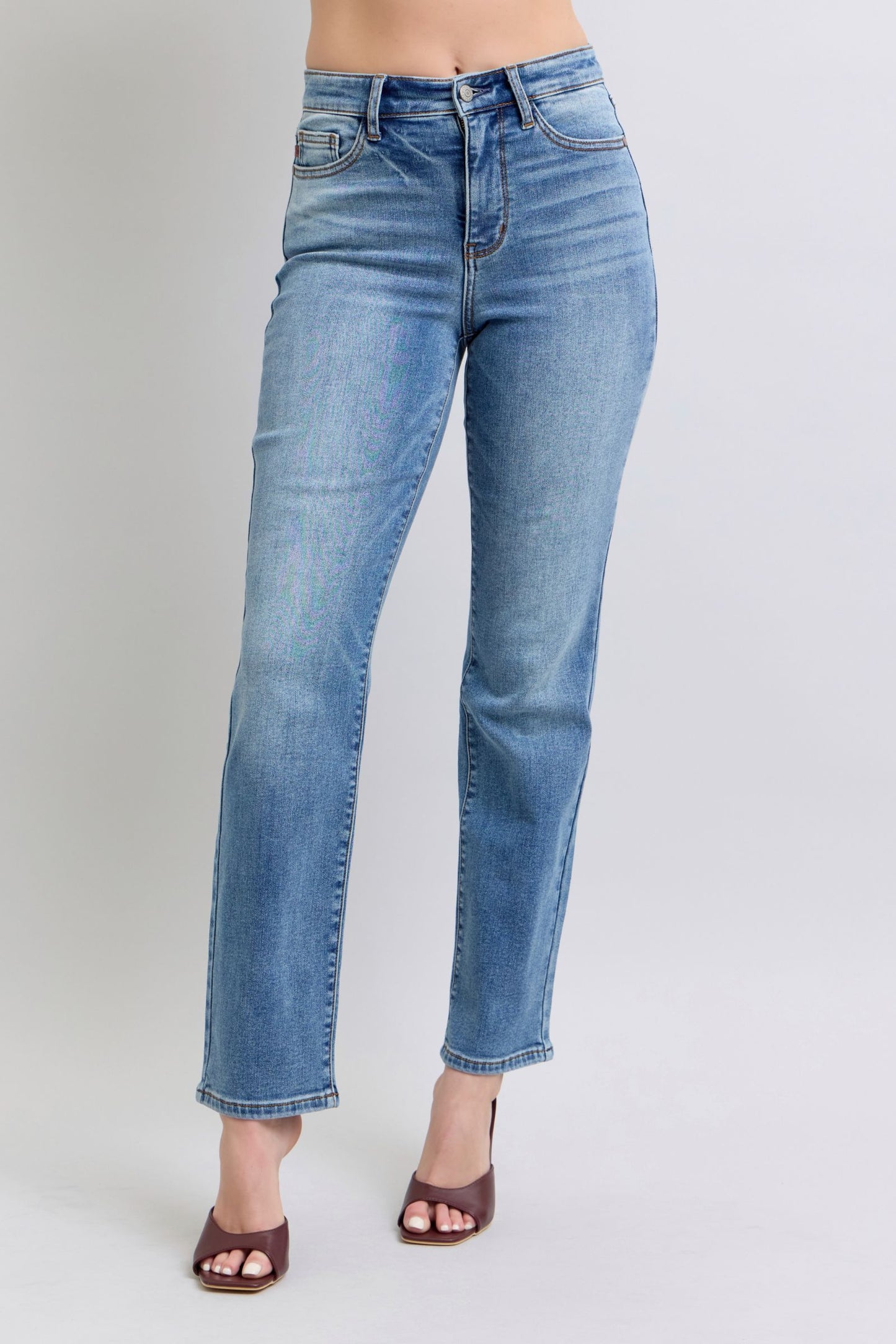 Sansplay Full Size Run Vintage Wash Thermal Straight Jeans