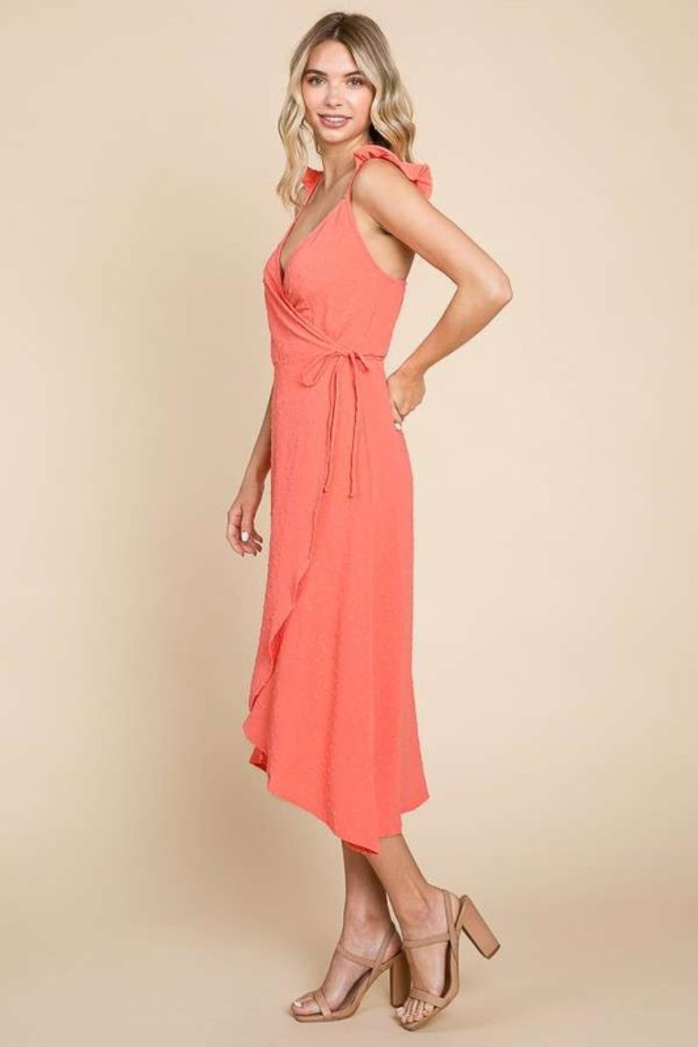 Detail Surplice Wrap Slip Dress