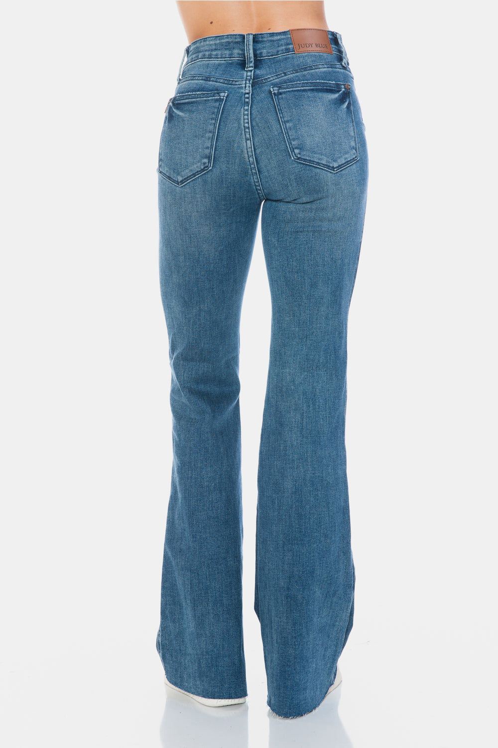 Sans Full Size Tummy Control Cut Hem Flare Jeans