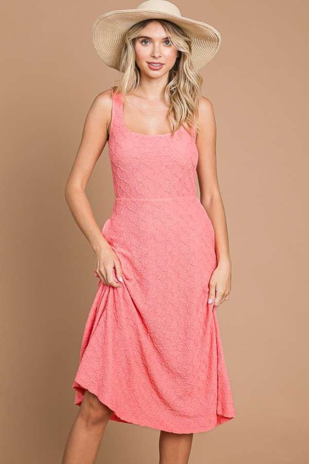 The Seraphina Texture Square Neck Tank Dress with Pockets