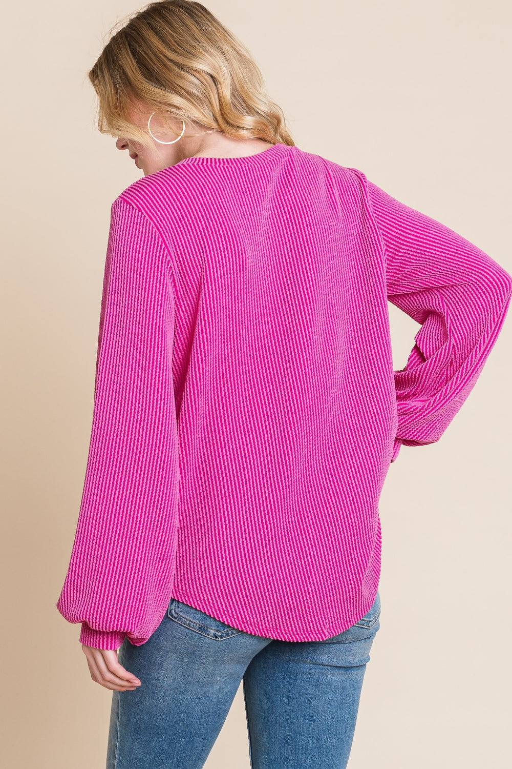 Audacious Aura Long Sleeve Curved Hem Ribbed T-Shirt