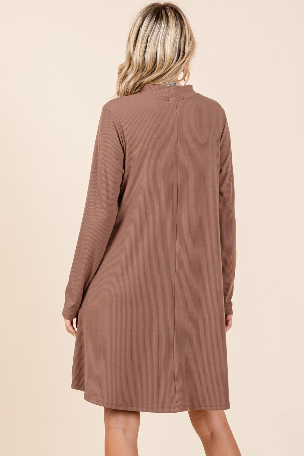 The Parisian Dream Mock Neck Long Sleeve Dress with Pockets