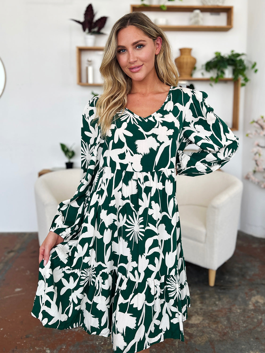 Blissful Minis Printed Ruffle Hem Dress with Pocket
