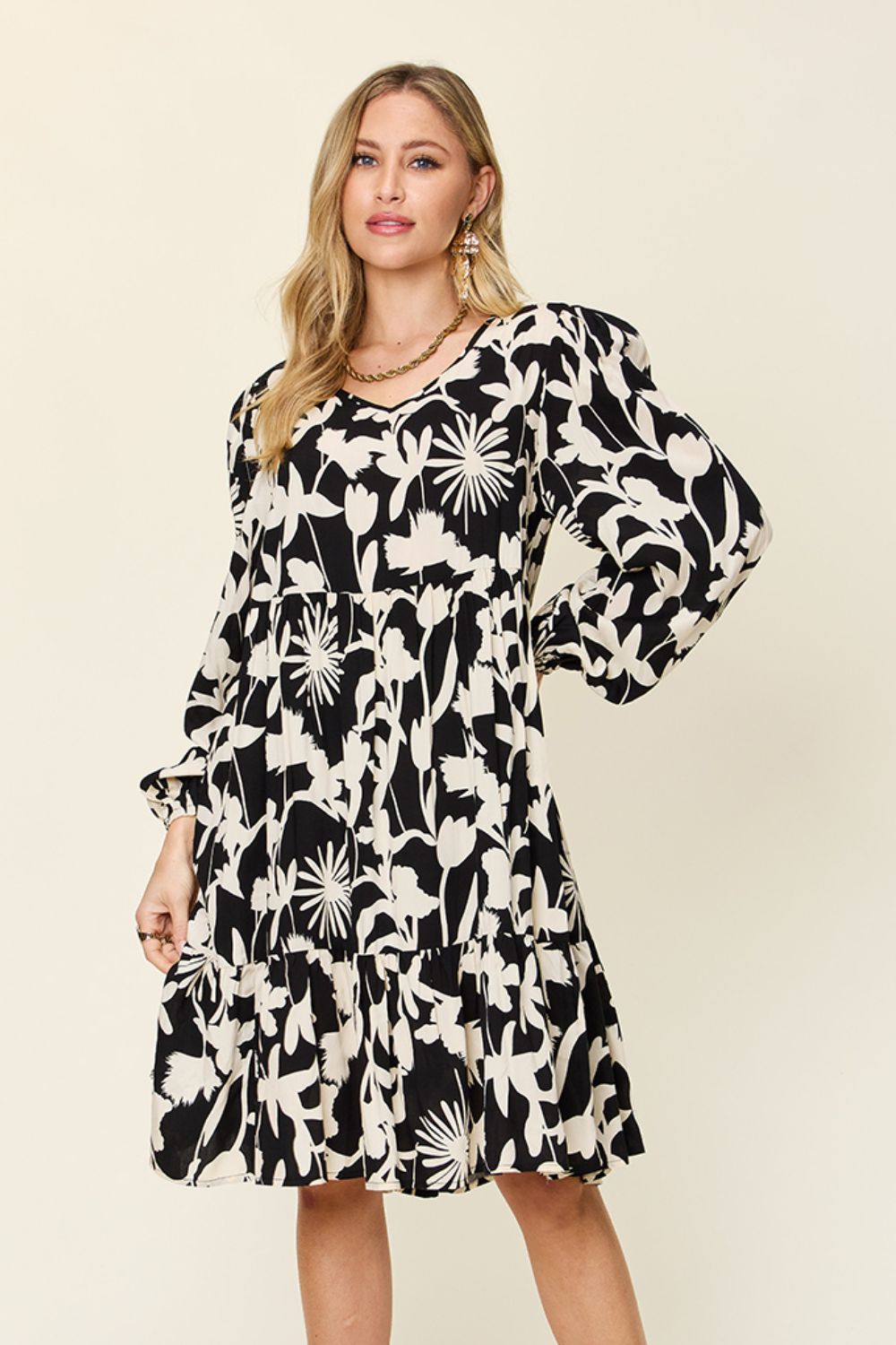 Blissful Minis Printed Ruffle Hem Dress with Pocket