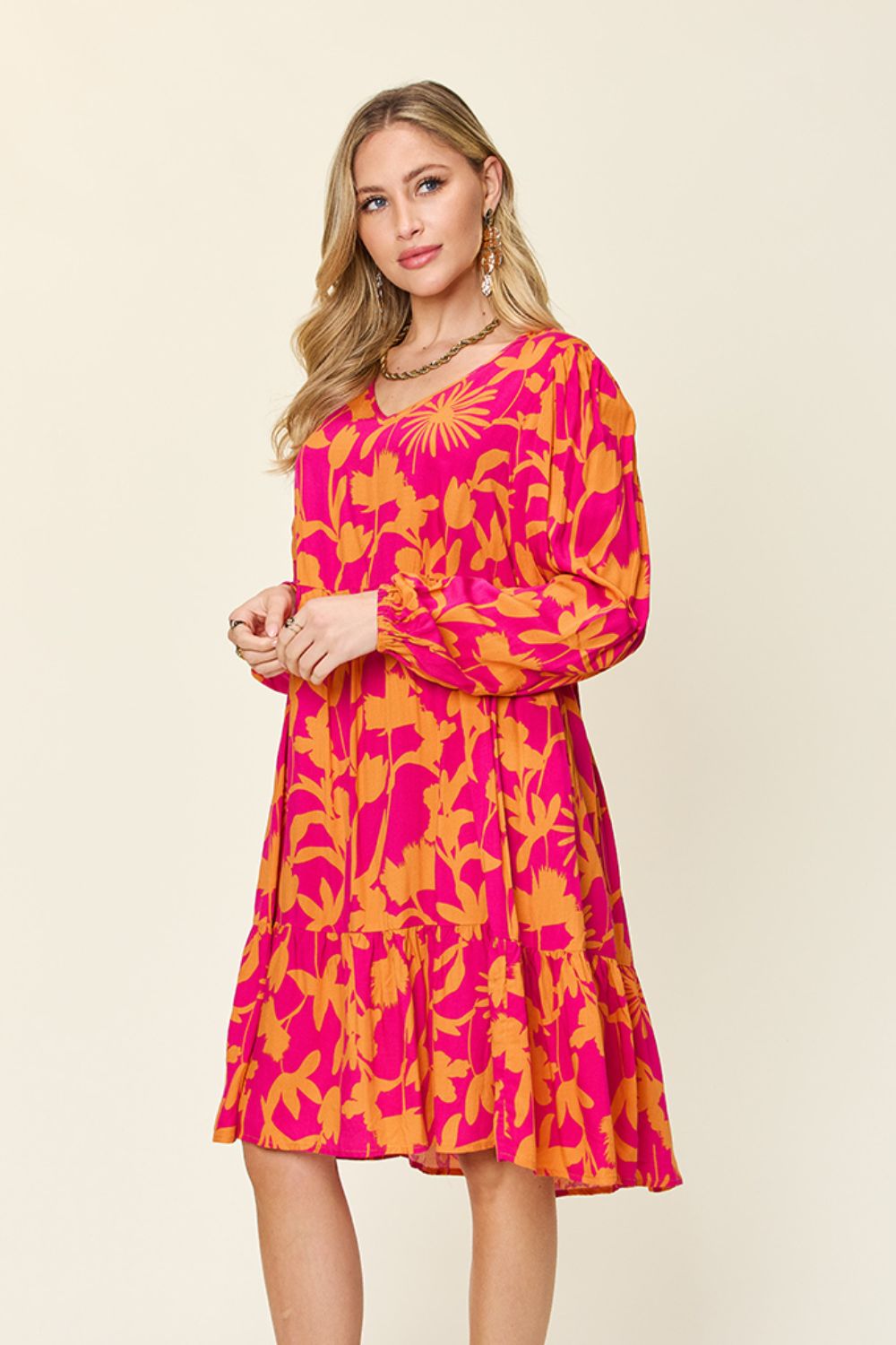 Blissful Minis Printed Ruffle Hem Dress with Pocket