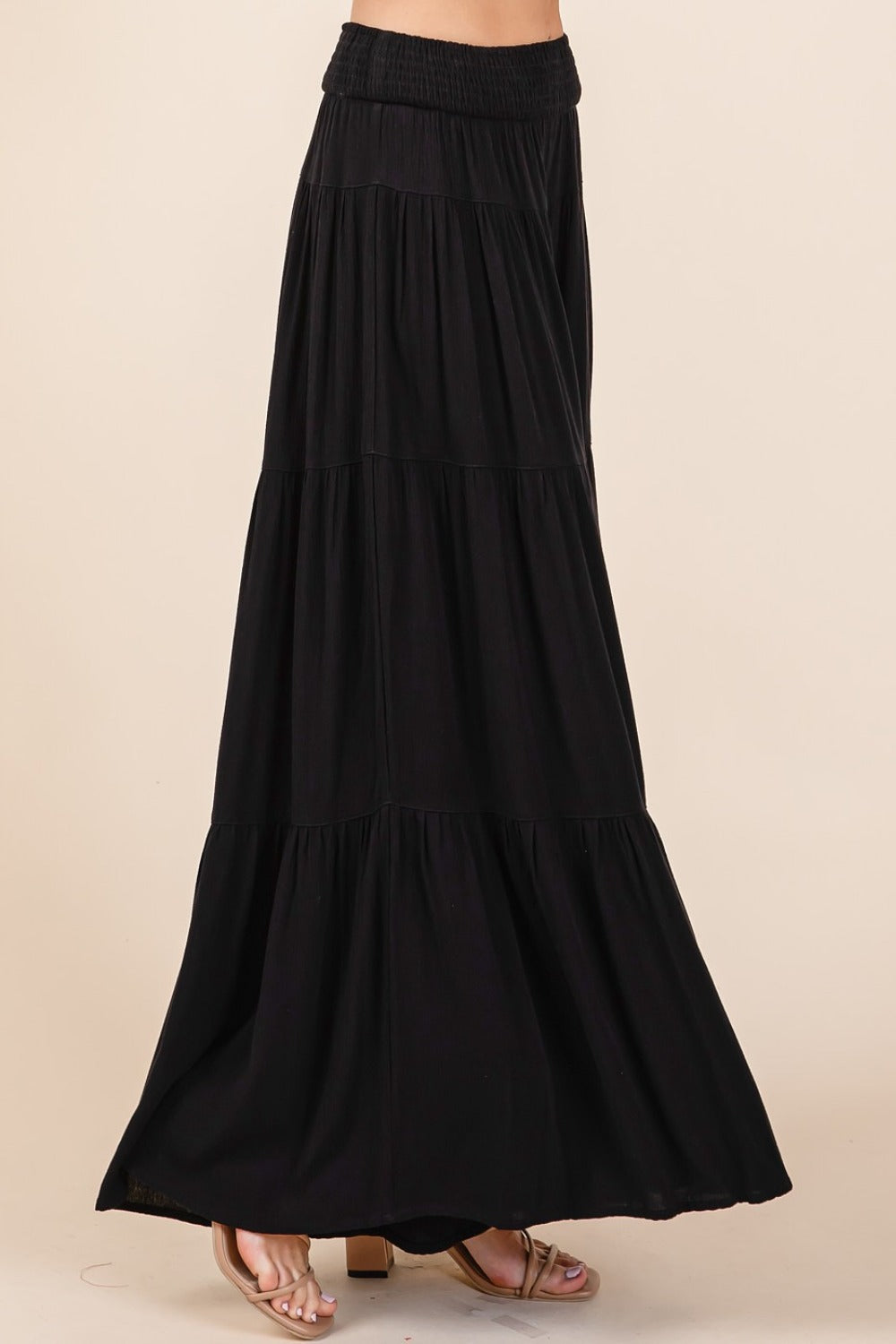Seraphina Tier Detail Smocked Elastic Waist Wide Leg Pants
