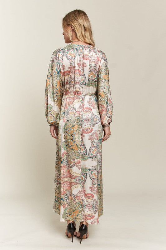 Heart's Desire Printed V-Neck Batwing Sleeve Dress