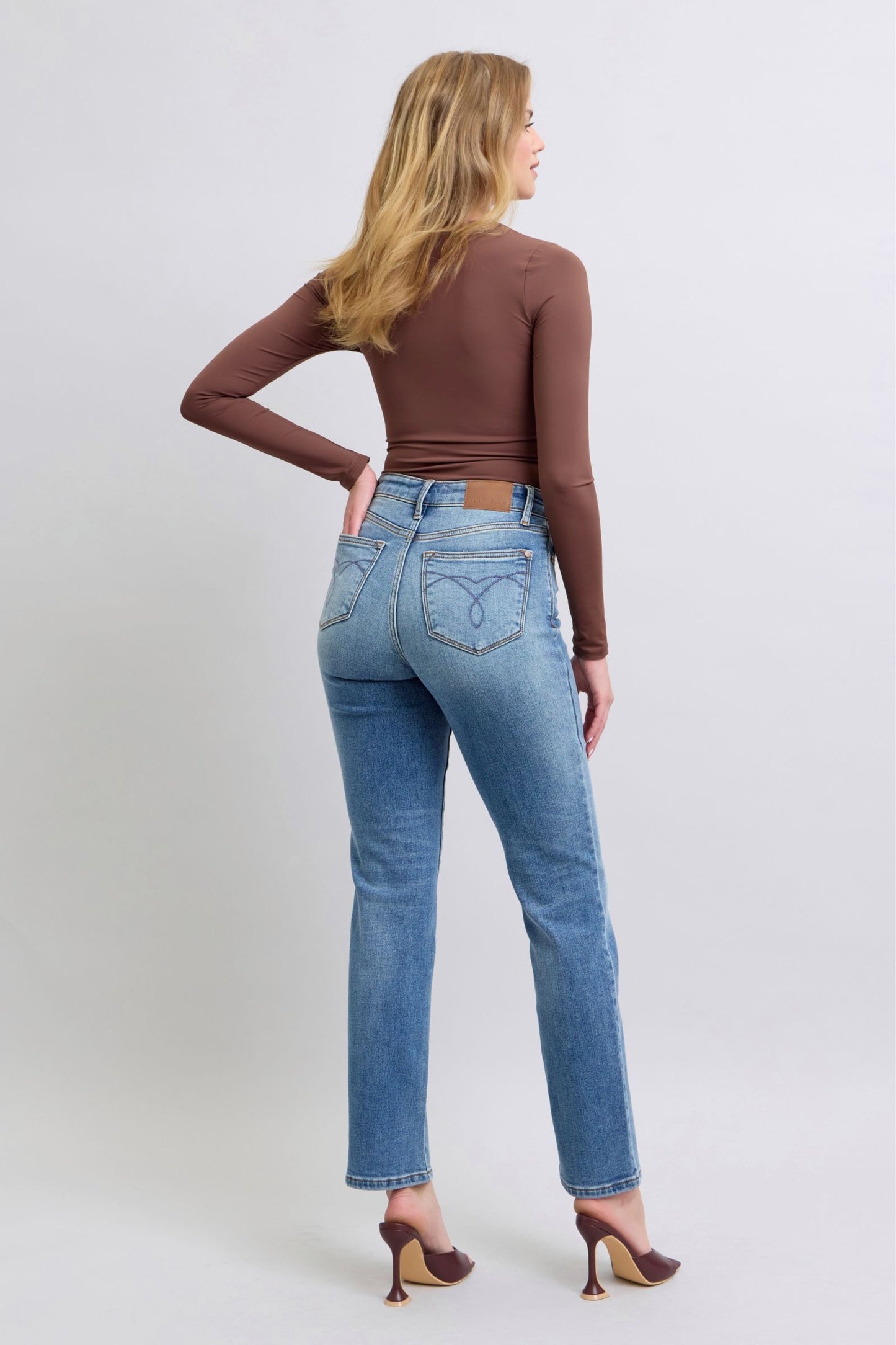 Sansplay Full Size Run Vintage Wash Thermal Straight Jeans