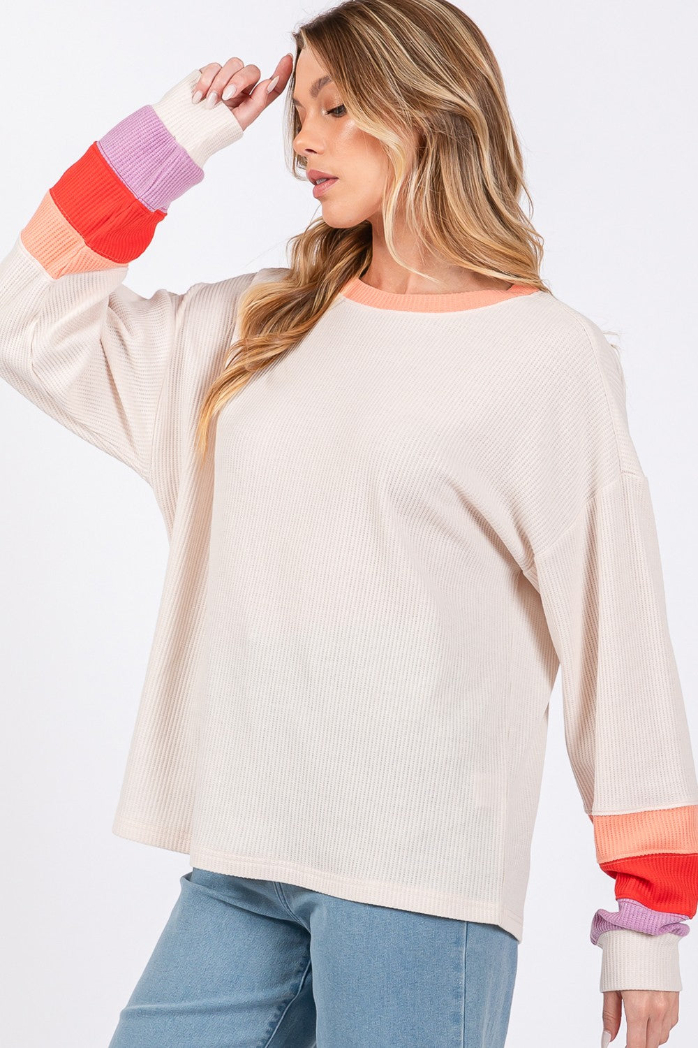SANS Color Block Waffle Knit T-Shirt