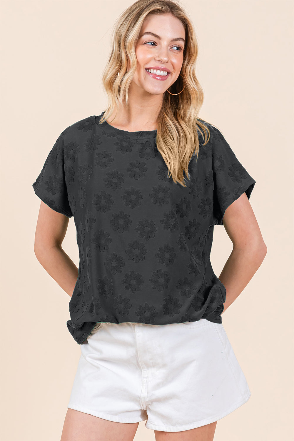 Sans Floral Pattern Short Sleeve T-Shirt