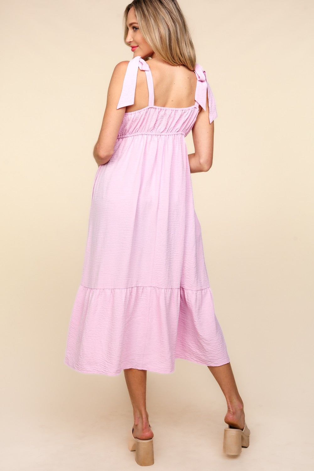 Aura of Elegance Crochet Lace Ruffle Hem Cami Midi Dress