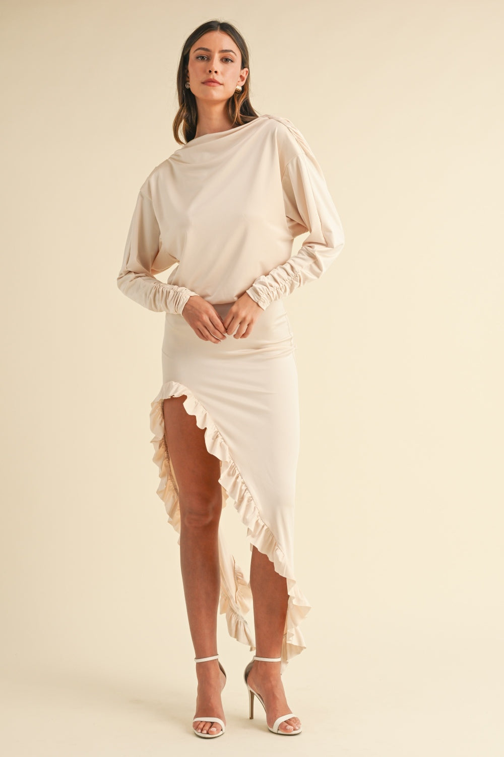 Sansplay Celestial Nights Backless Asymmetric Ruffle Hem Dress