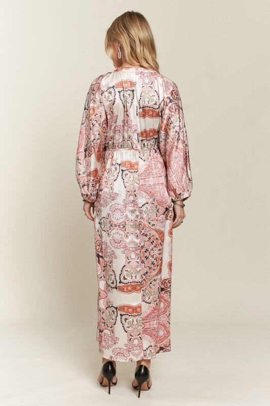 Enchanted Eve Printed V-Neck Batwing Sleeve Dress