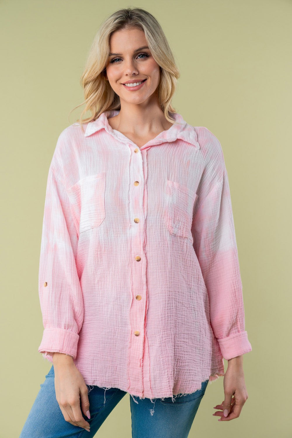 Ethereal Full Size Long Sleeve Tie Dye Shirt