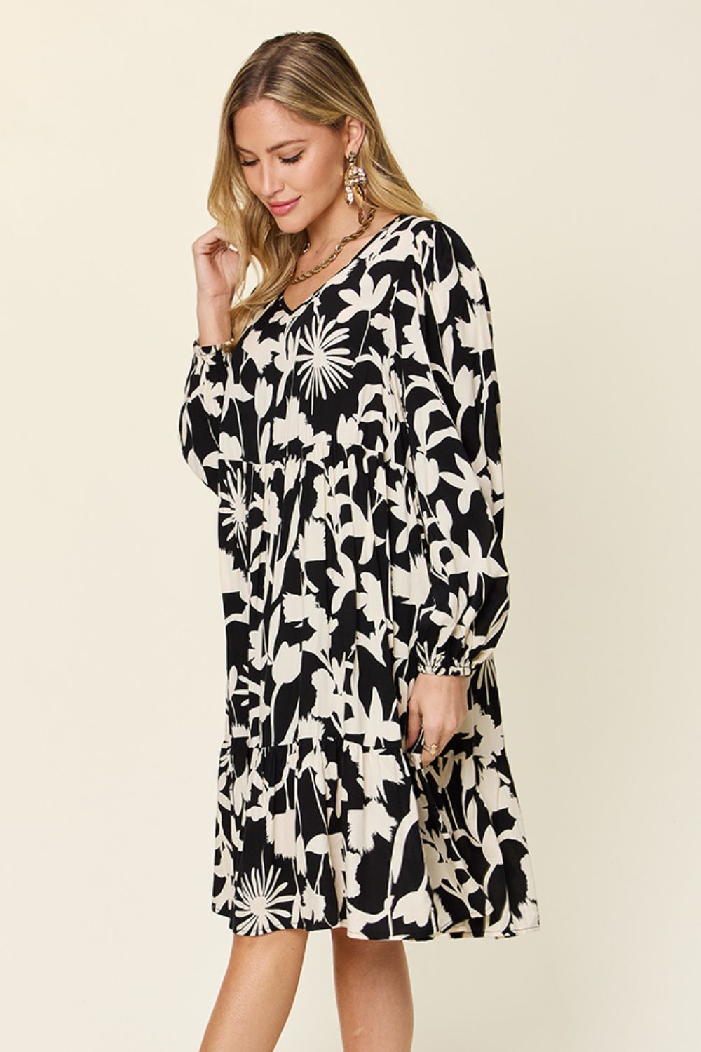 Blissful Minis Printed Ruffle Hem Dress with Pocket