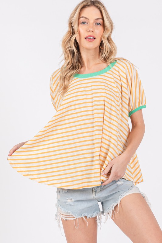 Twirl & Twirl Striped Round Neck Short Sleeve T-Shirt