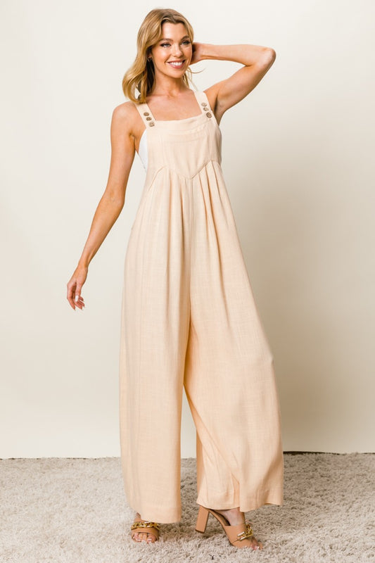 Sans Texture Sleeveless Wide Leg Jumpsuit