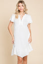 The Maverick Short Sleeve Ruffled Asymmetric Hem Dress