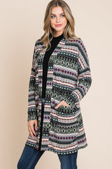 Open Front Long Sleeve Cardigan with Pockets
