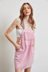 Sansplay Lace Trim Washed Overall Dress
