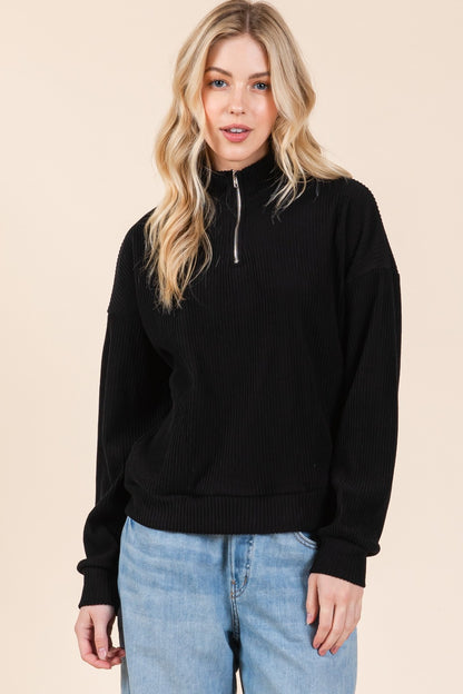 Sans Zip Long Sleeve Sweatshirt with Pockets