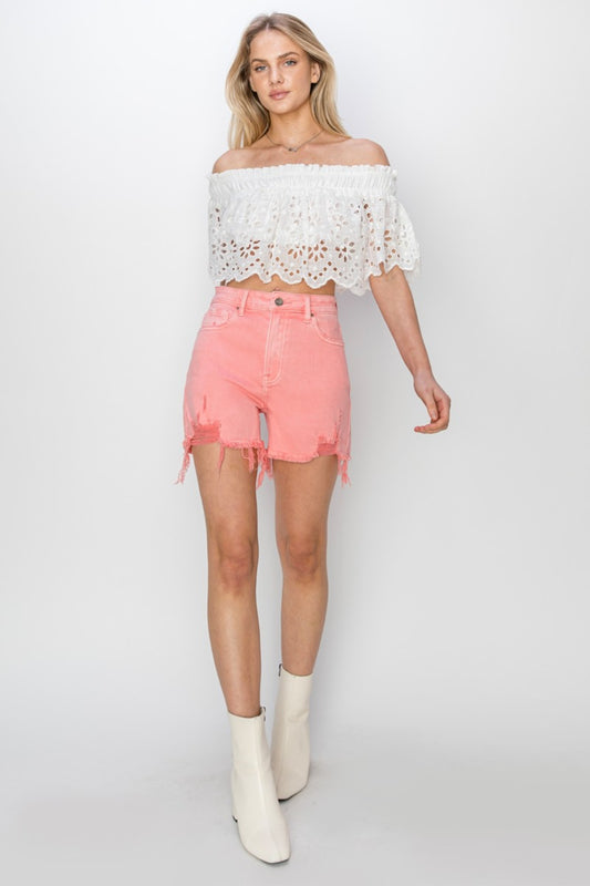 Orange Denim Shorts