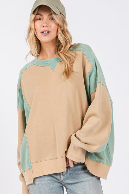 Signature Softness Color Block Round Neck Sweatshirt