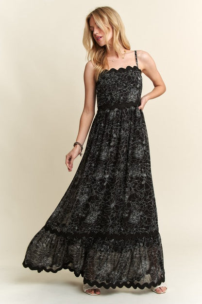 Cupid's Arrow Floral Adjustable Strap Maxi Cami Dress