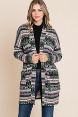 Open Front Long Sleeve Cardigan with Pockets