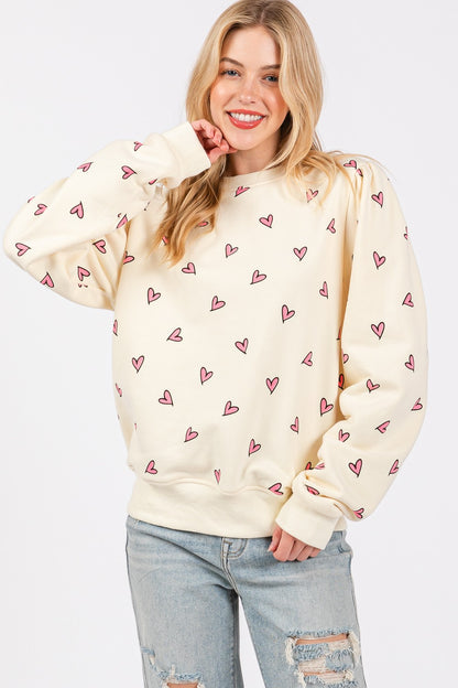Printed Contrast Long Sleeve Sweatshirt