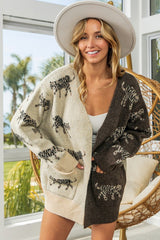 The Precious Merino Open Front Long Sleeve Contrast Cardigan