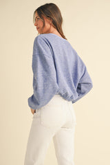 Clouds of Comfort Round Neck Letter Embroidery Crop Sweatshirt