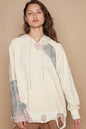 Patchwork Distressed Drawstring Hoodie