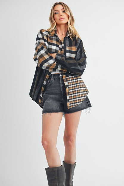 The Paragon Curved Hem Plaid Button Up Shirt