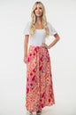 Sansplay Handcrafted Skirt Full Size High Waisted Floral Woven Skirt